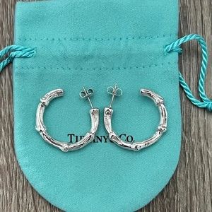 Tiffany & Co 1996 Sterling Silver 1” Bamboo Hoop Single Earring